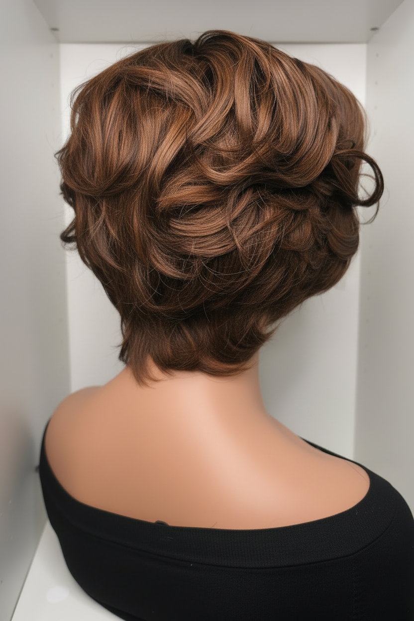 Perruque Pixie Cut Lace Front – Brun Châtain Ombré