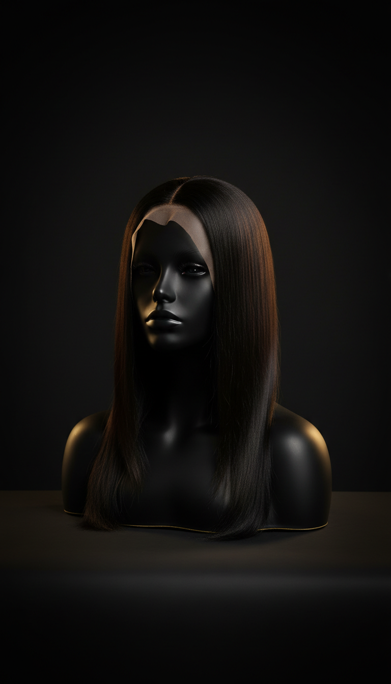 Perruque lace front lisse Noir Absolu