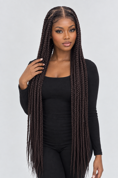 Gina braids wig, main dans les tresses