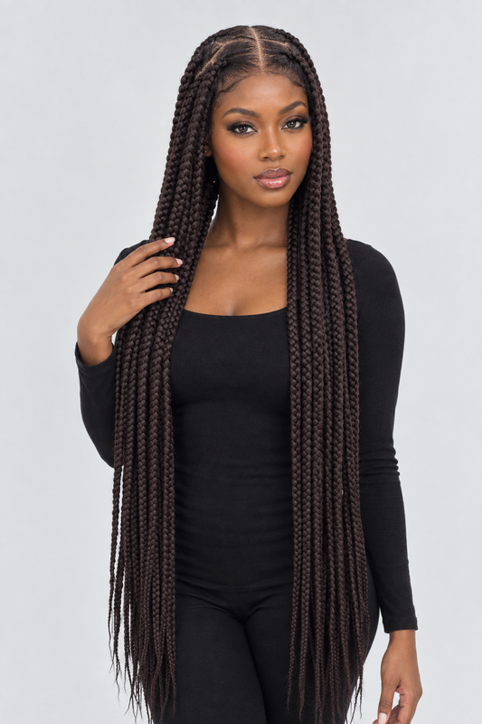 Gina braids wig, main dans les tresses