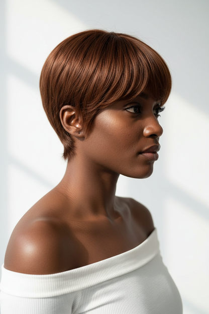 Perruque Pixie Cut Marron – Cheveux Naturels