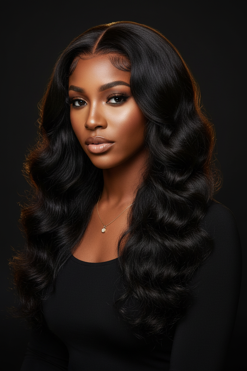 360 Lace BW - perruque body wave noire