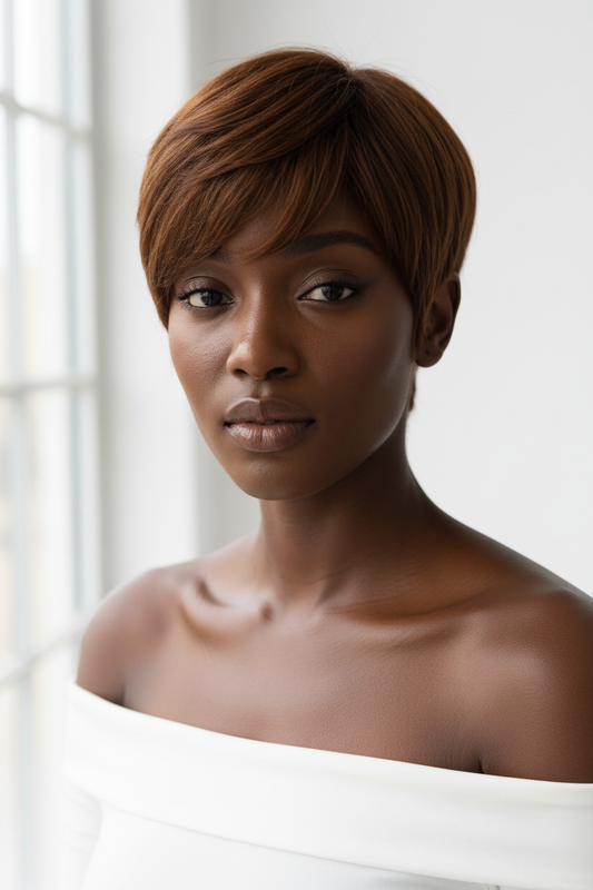 Perruque Pixie Cut Marron – Cheveux Naturels