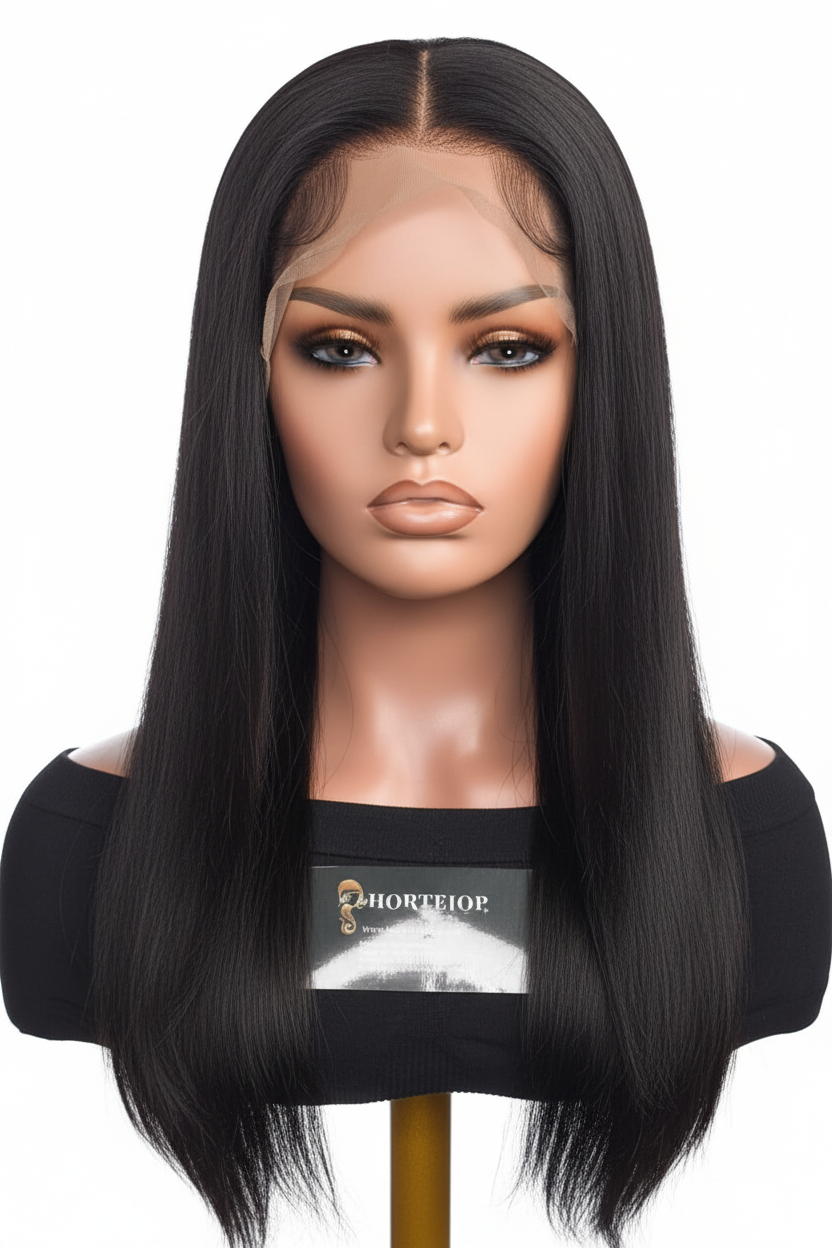 Perruque lisse lace transparente 13x6 – vue de face