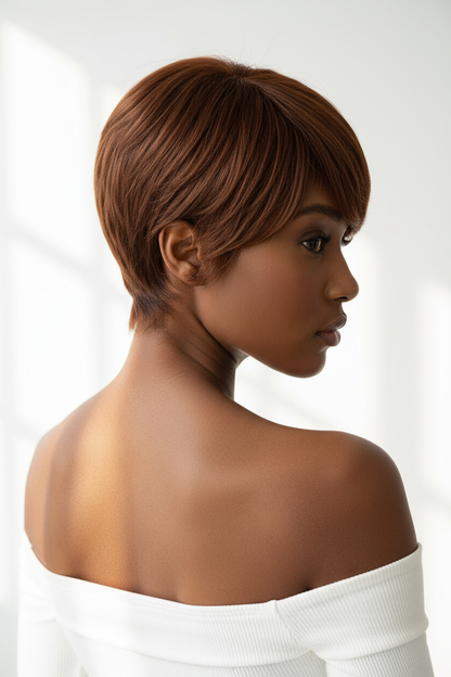 Perruque Pixie Cut Marron – Cheveux Naturels