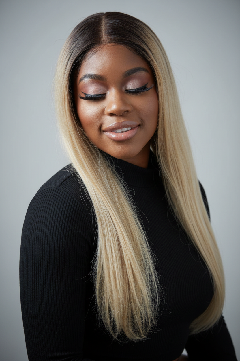 Portrait beauté 1 - fond neutre tenue noire